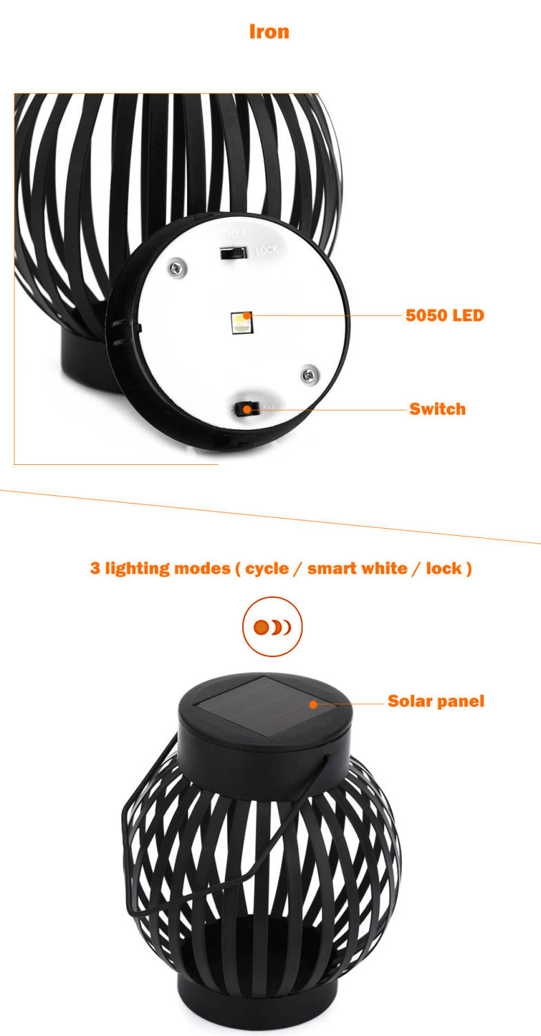 Circular Solar Powered LED Night Light Emergency Waterproof Pumpkin Lamp Camping Lantern