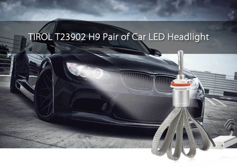 TIROL T23902 H9 40W 4800LM Pair of Car LED Headlight 6000K Auto Front Lamp