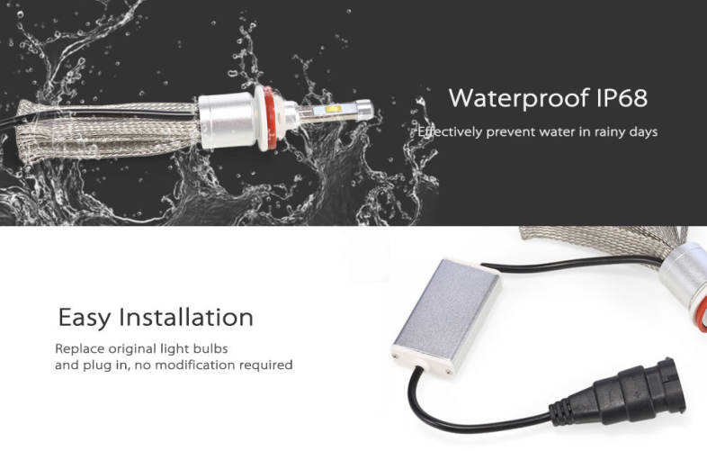 TIROL T23902 H9 40W 4800LM Pair of Car LED Headlight 6000K Auto Front Lamp