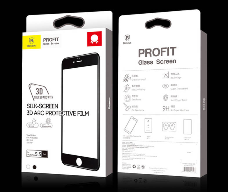 Baseus 3D Silk-screen Printed Full Edge Coverage Tempered Glass Protective Film for iPhone 6 Plus / 6s Plus 5.5 inch 0.3mm