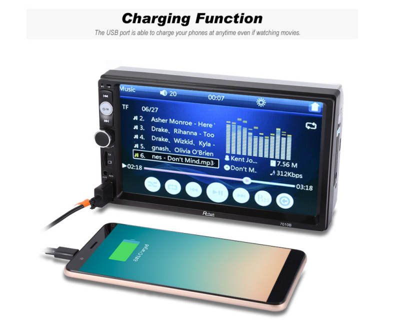 Rectangle 7010B 7 inch Bluetooth FM Radio Car MP5 Player with Remote Controller