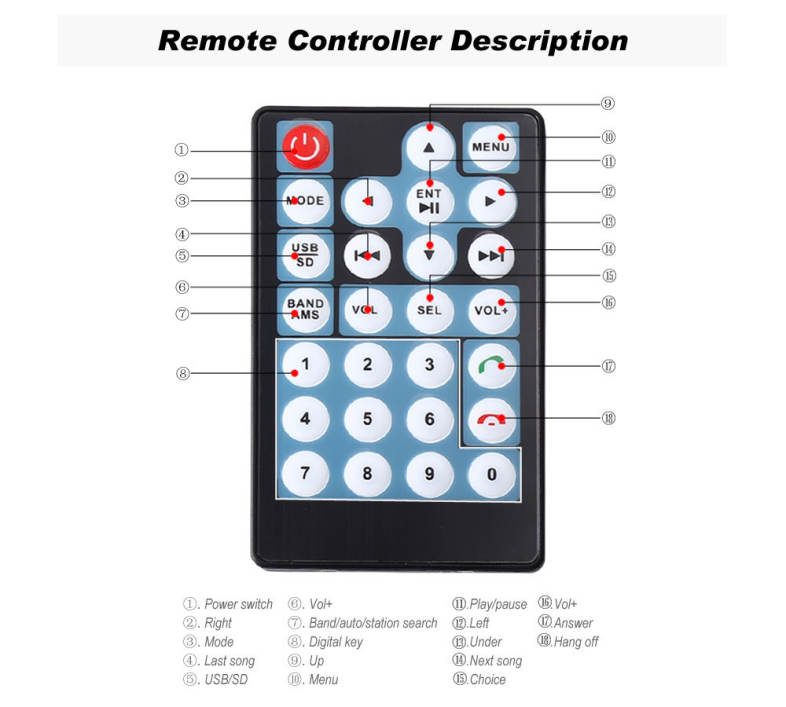 Rectangle 7010B 7 inch Bluetooth FM Radio Car MP5 Player with Remote Controller