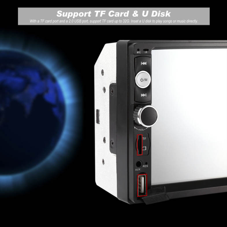 Rectangle 7010B 7 inch Bluetooth FM Radio Car MP5 Player with Remote Controller