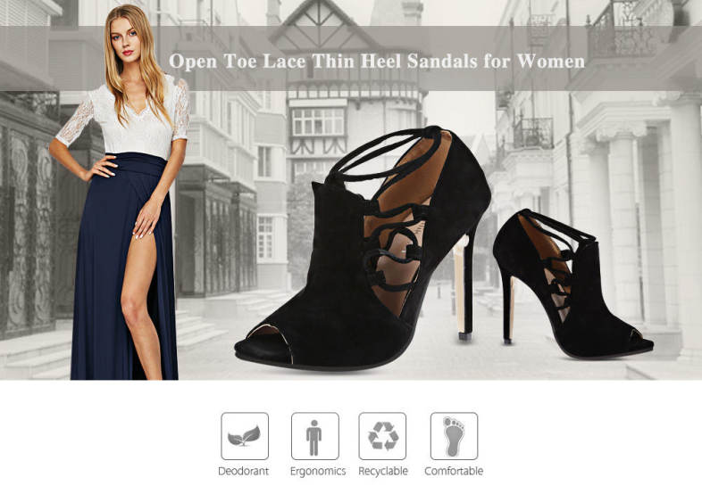 Meilikelin Open Toe Lace Thin Heel Sandals for Women