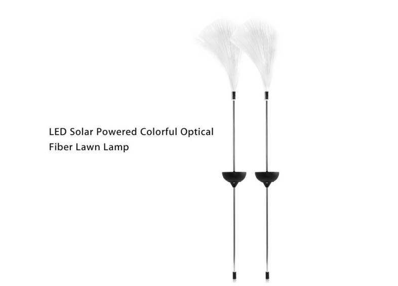 2PCS LED Solar Powered Colorful Optical Fiber Courtyard Lamp