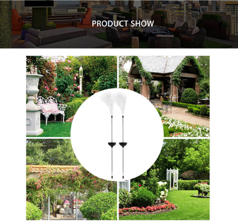 2PCS LED Solar Powered Colorful Optical Fiber Courtyard Lamp