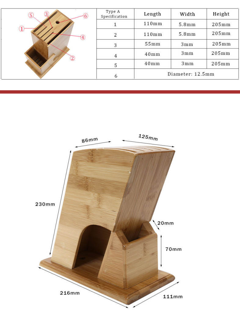 CYYC Multi-purpose Bamboo Tool Holder Knife Rack Kitchenware