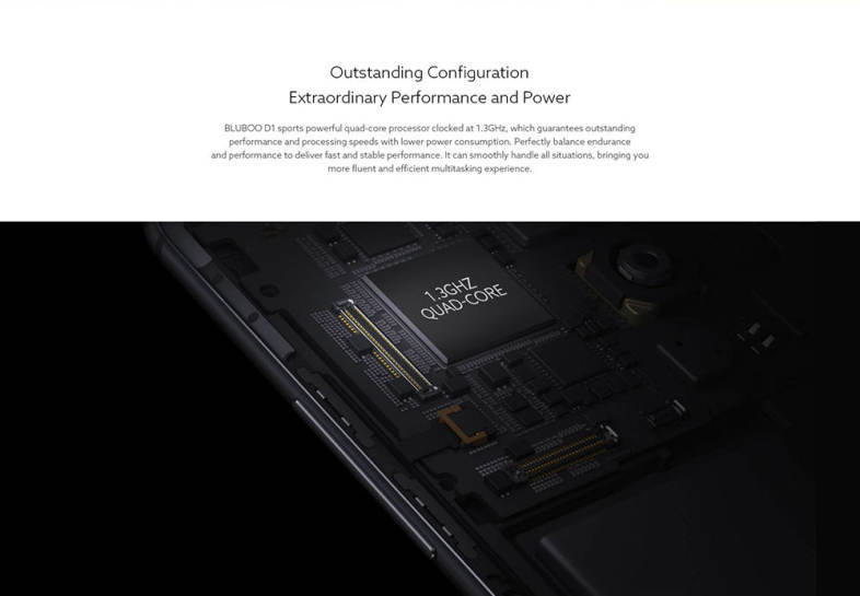 Bluboo D1 3G Smartphone 5.0 inch Android 7.0 MTK6580A Quad Core 1.3GHz 2GB RAM 16GB ROM Fingerprint Scanner Dual Rear Cameras