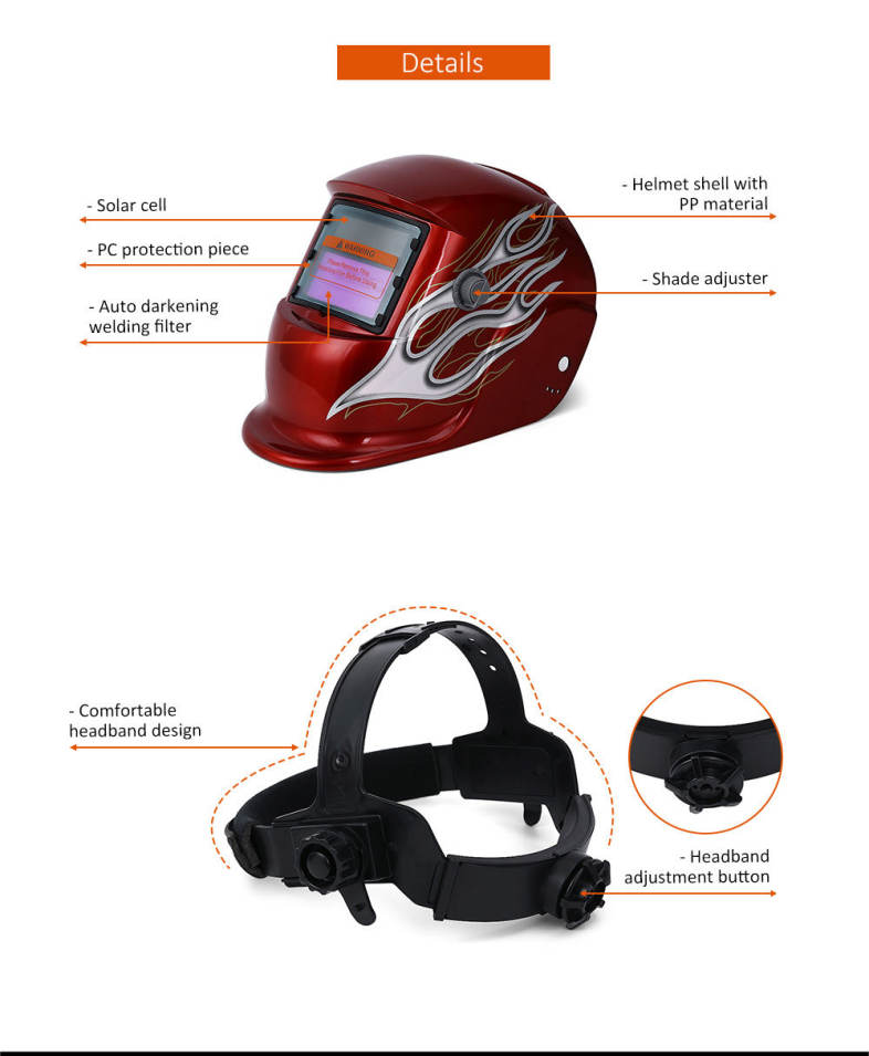 Electrical Welding Helmet Solar Energy Automatic Darkening Skull Mask