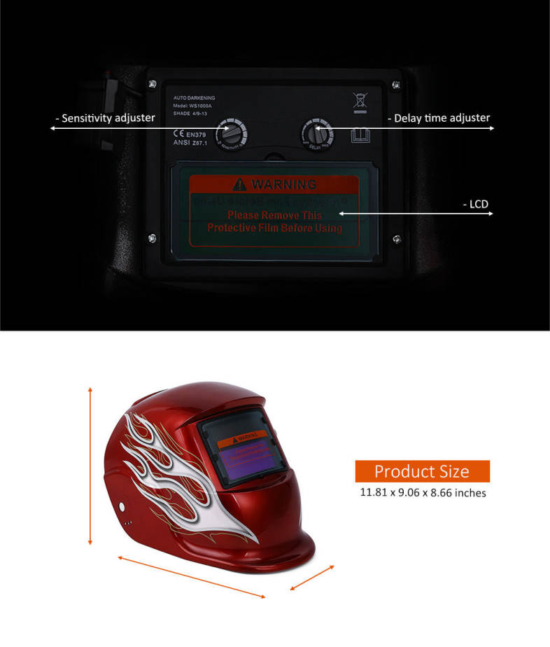Electrical Welding Helmet Solar Energy Automatic Darkening Skull Mask