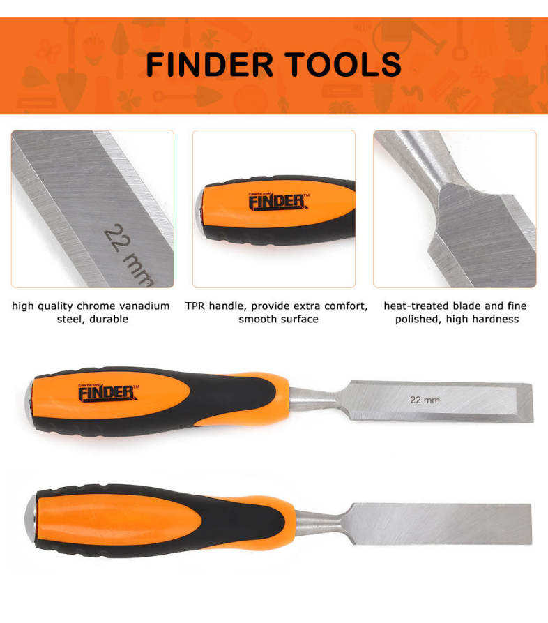 FINDER Professional Flat Woodworking Chisel Wood Carving Knife Fiber Handle Hand Tool