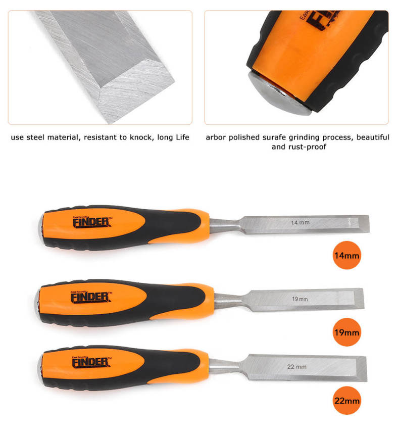 FINDER Professional Flat Woodworking Chisel Wood Carving Knife Fiber Handle Hand Tool
