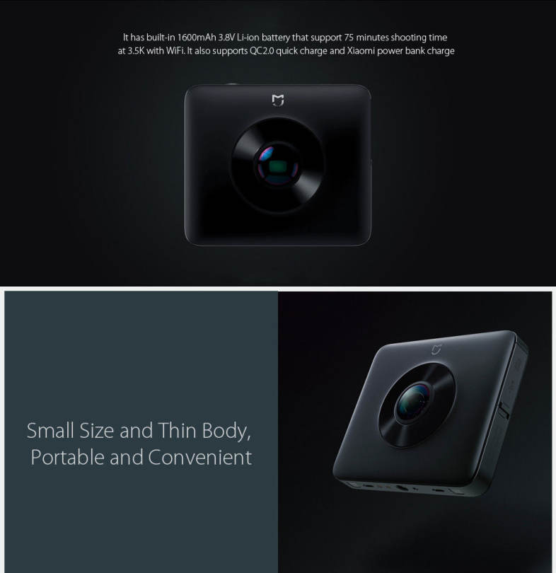 Xiaomi mijia 3.5K 360 Degree Panorama Action Camera Ambarella A12 Chipset