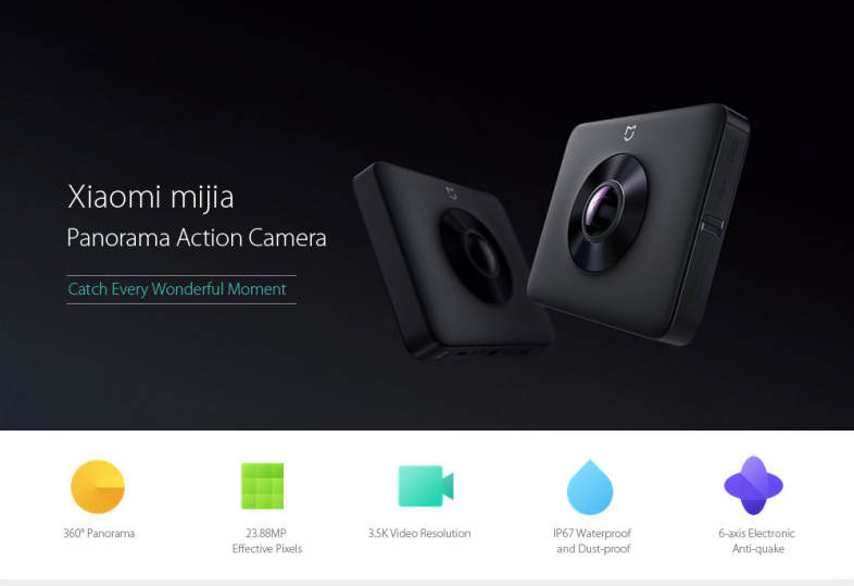 Xiaomi mijia 3.5K 360 Degree Panorama Action Camera Ambarella A12 Chipset