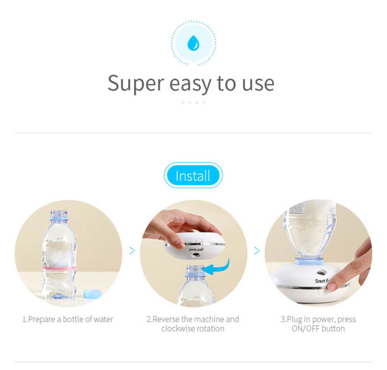 Smart Frog Ultrasonic Portable Travel Humidifying Device Cool Mist Mini Humidifier