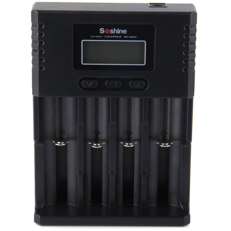 Soshine H4 Li-ion NiCd NiMh LCD Digital Intelligent 4-Slot Battery Charger with EU Adapter - 100 - 240V