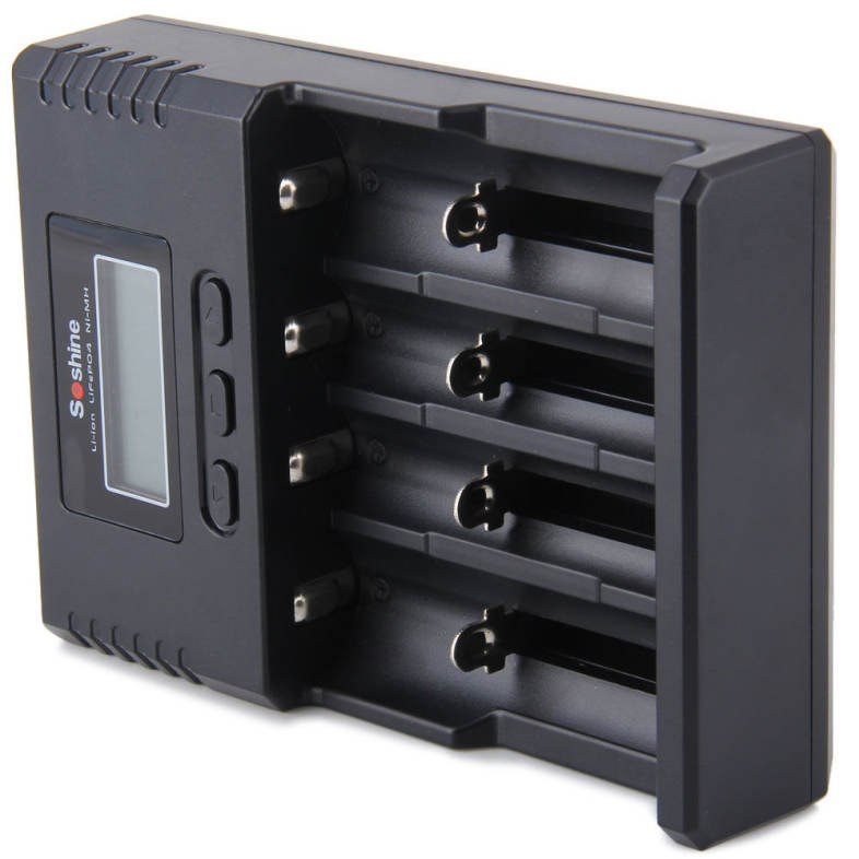Soshine H4 Li-ion NiCd NiMh LCD Digital Intelligent 4-Slot Battery Charger with EU Adapter - 100 - 240V