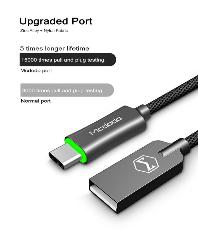 MCDODO CA - 288 Knight Series QC 3.0 Type-C Auto Disconnect Transfer Data Synchronization Charging Cable 1M