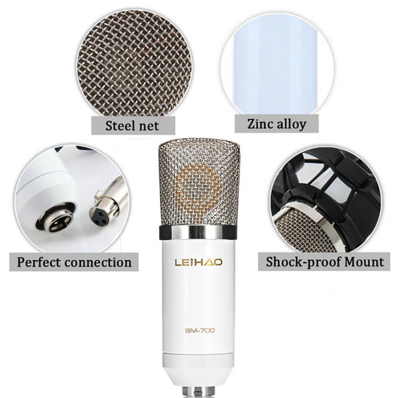 LEIHAO BM - 700 Condenser Sound Recording Microphone with Shock Mount for Radio Braodcasting