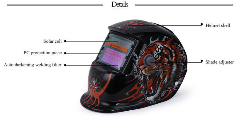 Tiger Pattern Solar Power Welding Helmet