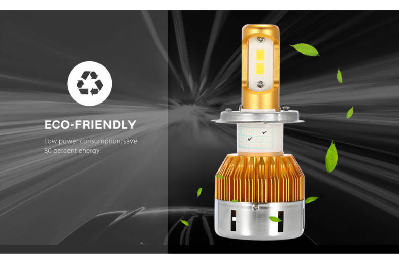 TIROL T23909 H4 60W 6000LM Pair of Car LED Headlight 6000K Auto Front Lamp