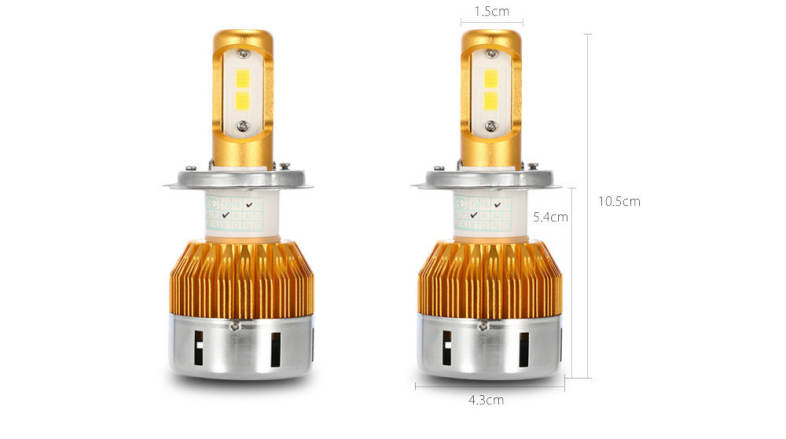 TIROL T23909 H4 60W 6000LM Pair of Car LED Headlight 6000K Auto Front Lamp