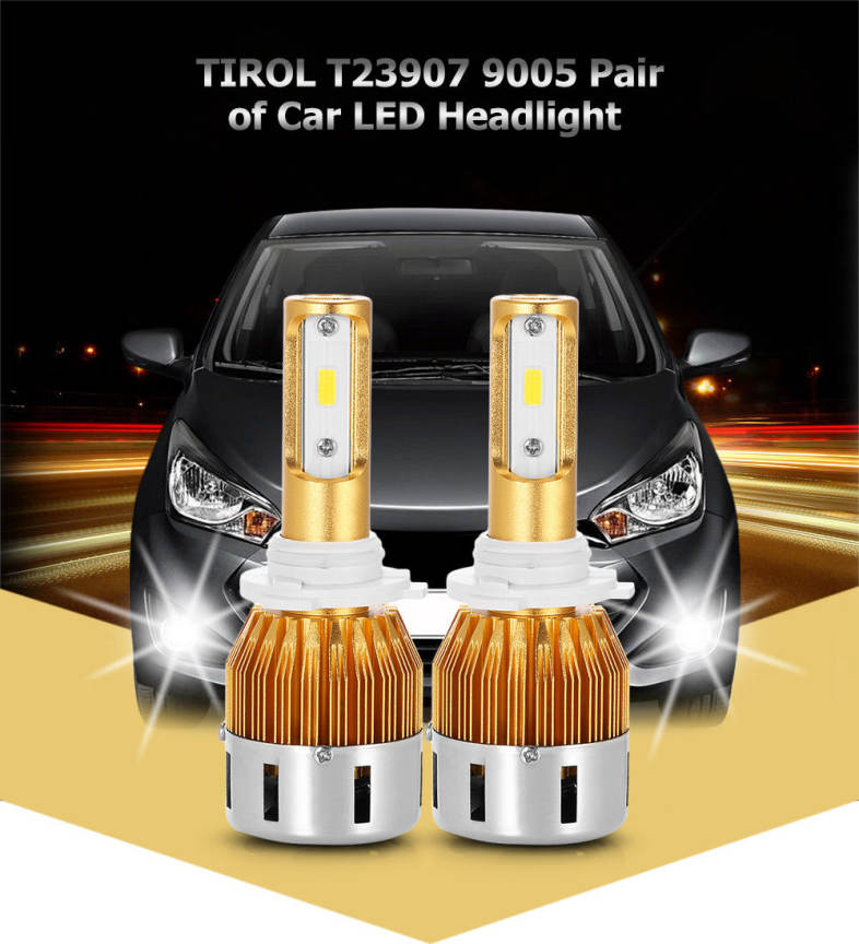 TIROL T23907 9005 40W 4800LM Pair of Car LED Headlight 6000K Auto Front Lamp