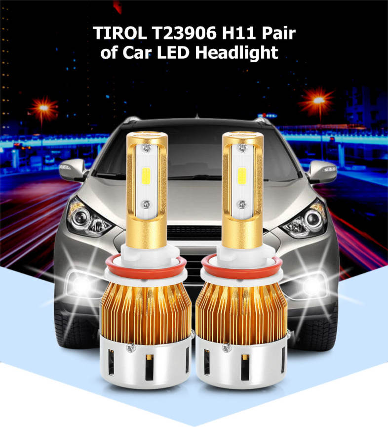 TIROL T23906 H11 40W 4800LM Pair of Car LED Headlight 6000K Auto Front Lamp
