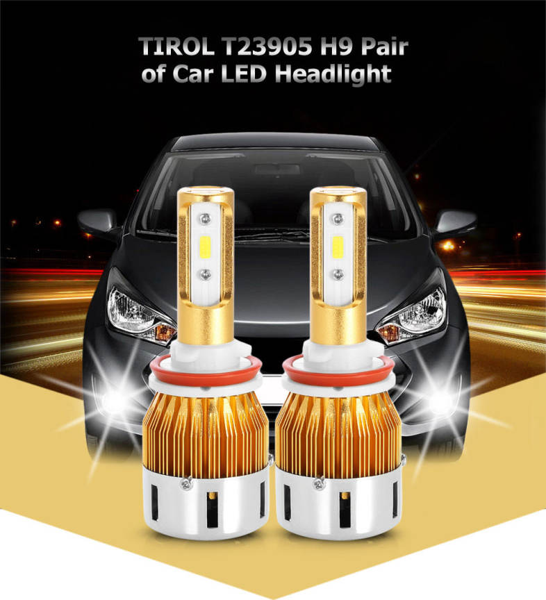 TIROL T23905 H9 40W 4800LM Pair of Car LED Headlight 6000K Auto Front Lamp