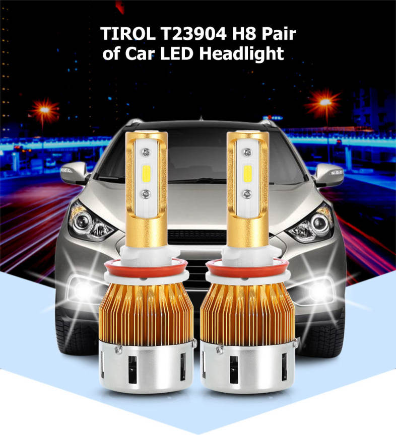 TIROL T23904 H8 40W 4800LM Pair of Car LED Headlight 6000K Auto Front Lamp