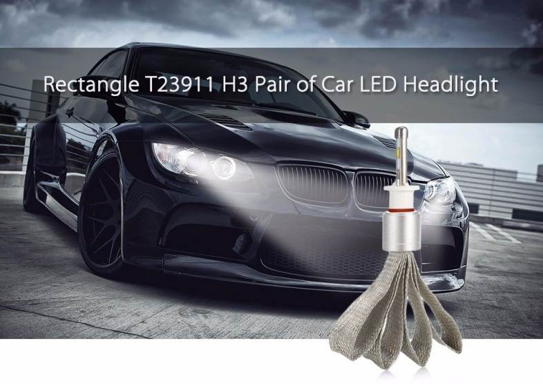 Rectangle T23911 H3 Pair of Car LED Headlight 6000K Auto Front Lamp