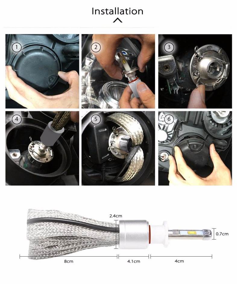 Rectangle T23911 H3 Pair of Car LED Headlight 6000K Auto Front Lamp