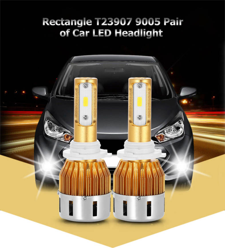 Rectangle T23907 9005 40W 4800LM Pair of Car LED Headlight 6000K Auto Front Lamp