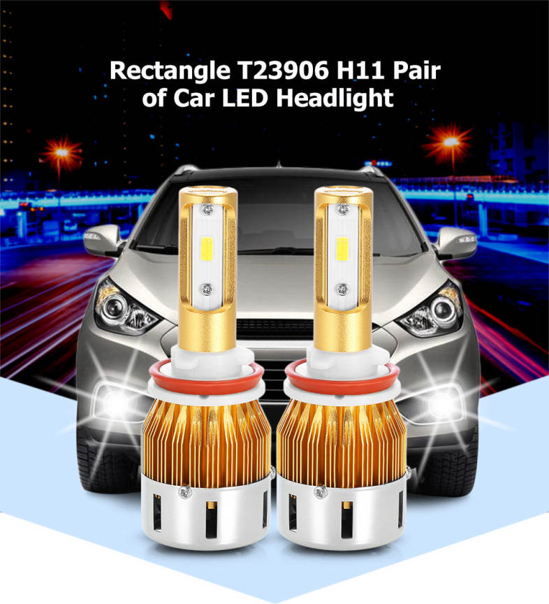 Rectangle T23906 H11 40W 4800LM Pair of Car LED Headlight 6000K Auto Front Lamp