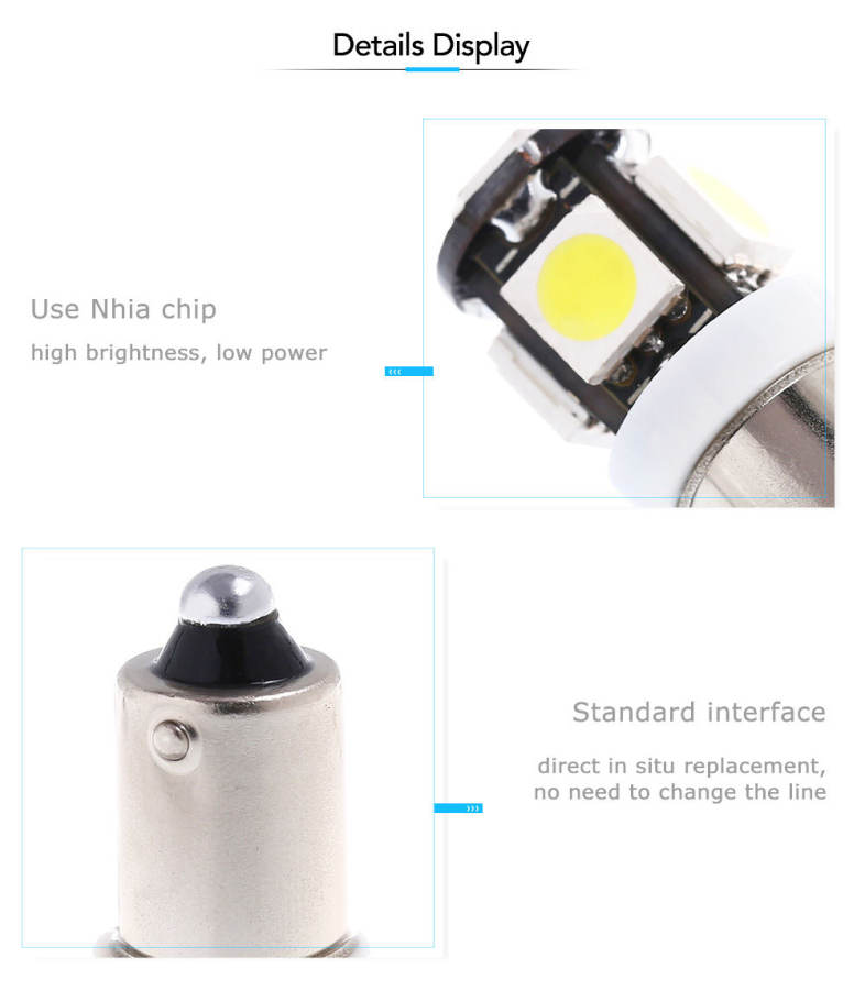 SCOE BA9S 5 SMD LED Car Reading Lamp Interior Dome Light White Illuminant