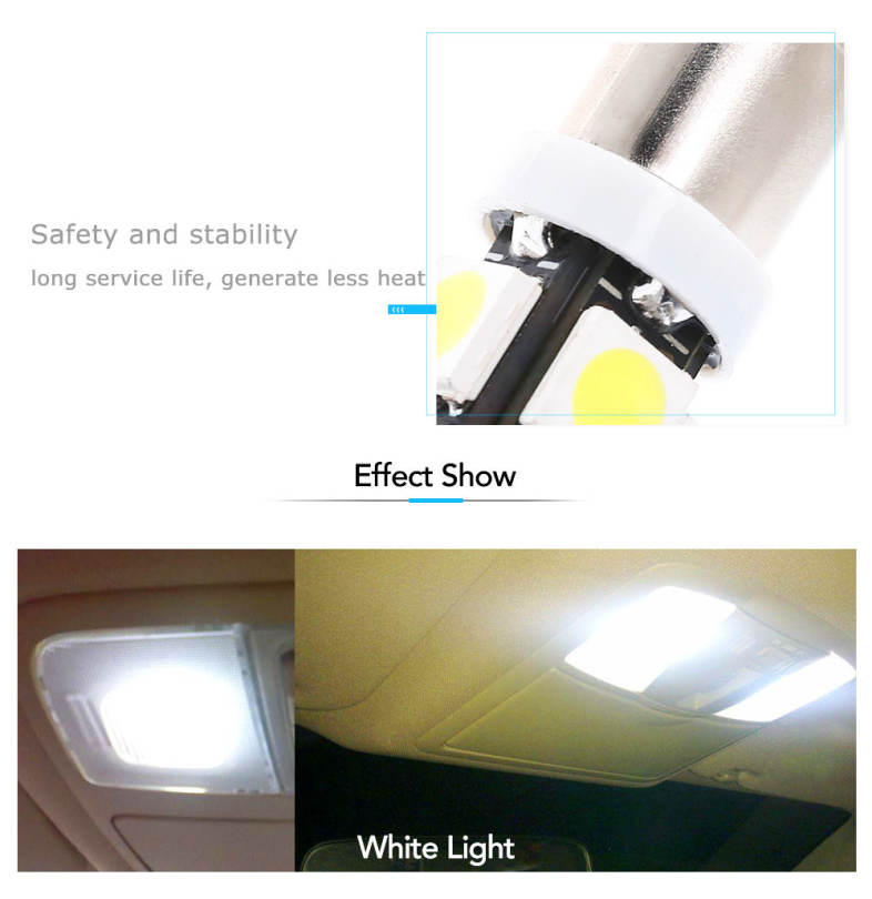 SCOE BA9S 5 SMD LED Car Reading Lamp Interior Dome Light White Illuminant