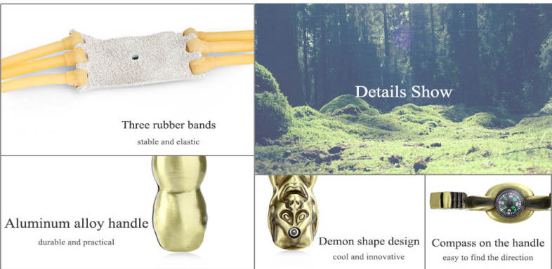 YERENBULUO Outdoor Hunting Demon Shape Slingshot Catapult Camping Traveling Kit