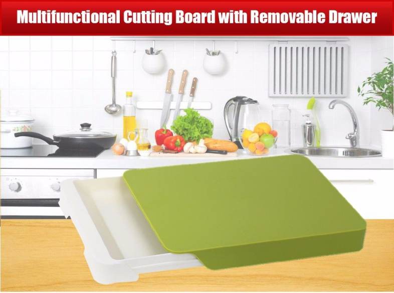 2 in 1 Mildew Resistant Cutting Board with Removable Drawer