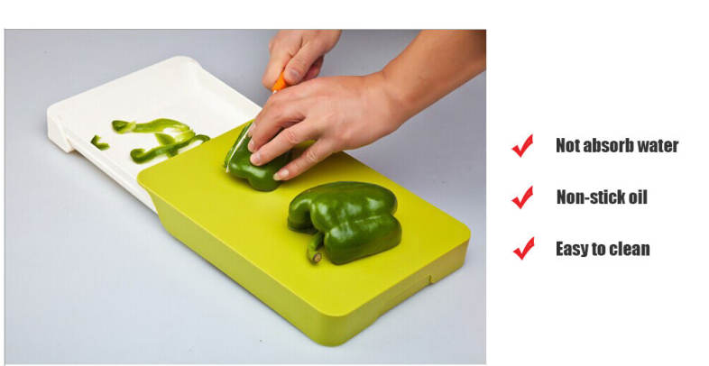 2 in 1 Mildew Resistant Cutting Board with Removable Drawer