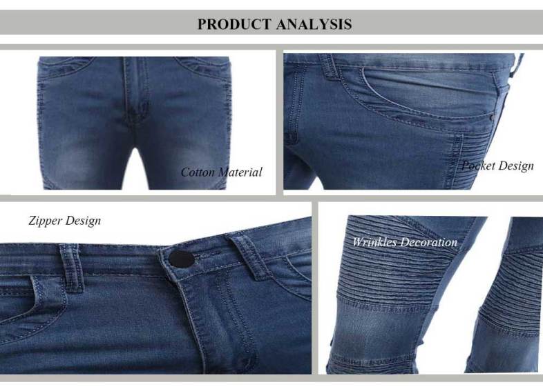 Casual Drape Decoration Slim Fit Pencil Jeans for Men