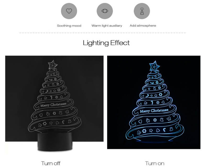 LED Colorful Christmas Tree Design USB Night Light