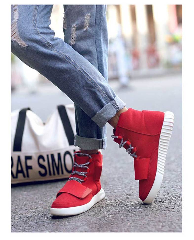 Fashionable Solid Color Magic Tape Design Dunk High Sneakers for Men