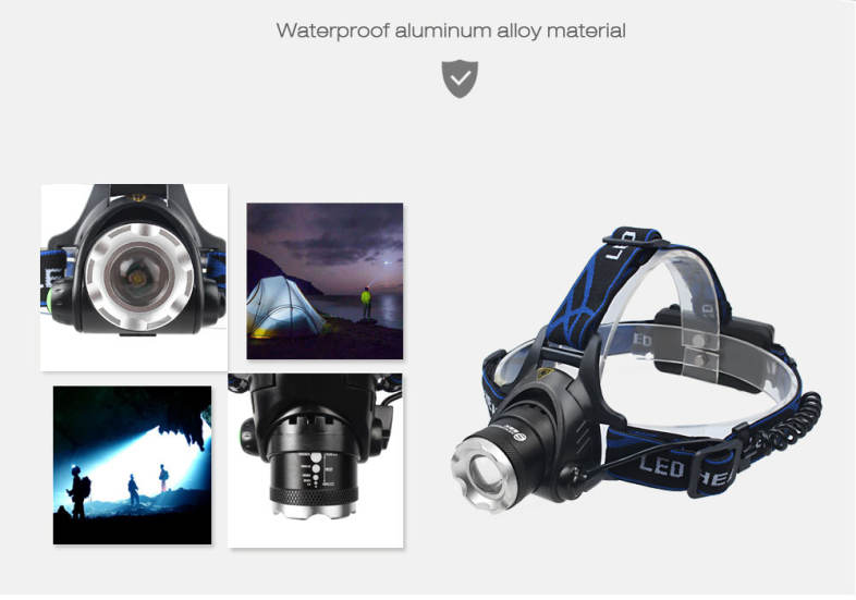 Shengfeihuo LED T6 Zoom Hard Light Rechargeable Head Lamp