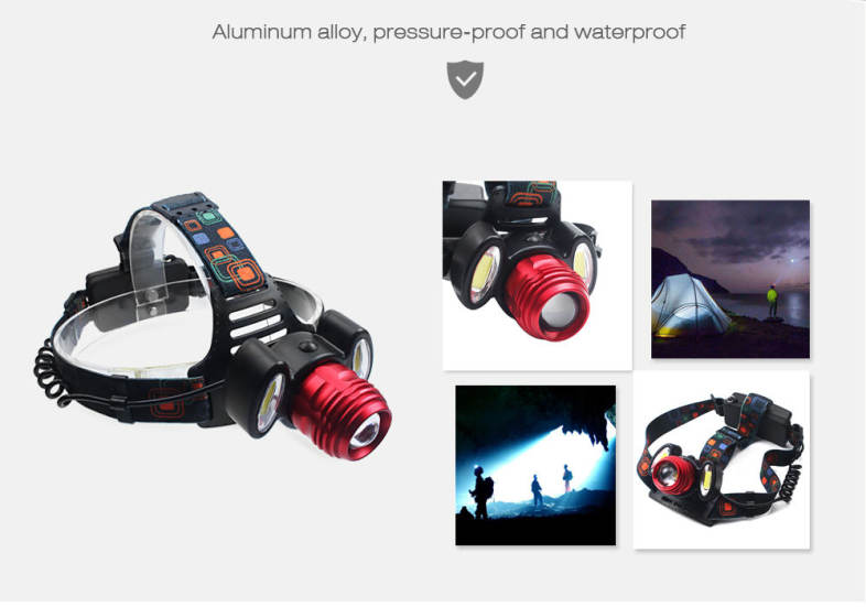 Shengfeihuo LED Three-headed Zoom Rechargeable Searchlight
