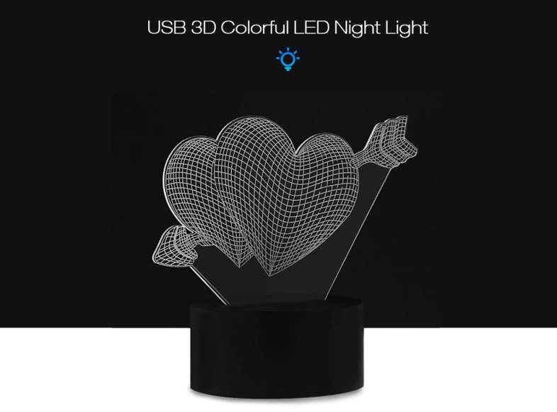 3D LED Colorful USB Desk Lamp Night Light