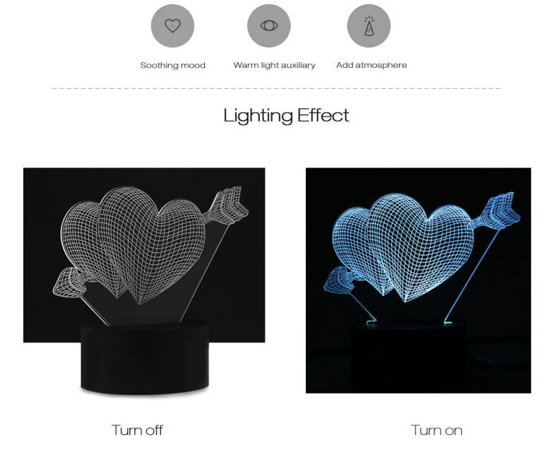 3D LED Colorful USB Desk Lamp Night Light