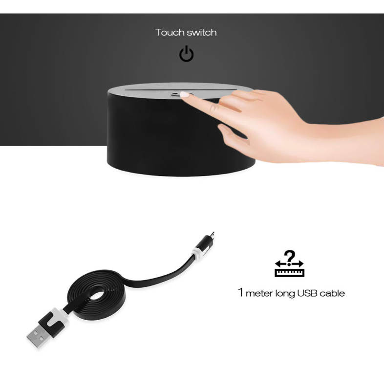 LED Colorful Alarm Clock Design USB Night Light