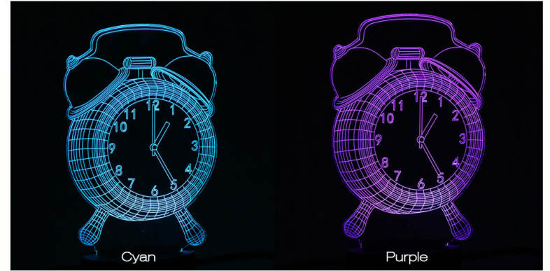 LED Colorful Alarm Clock Design USB Night Light