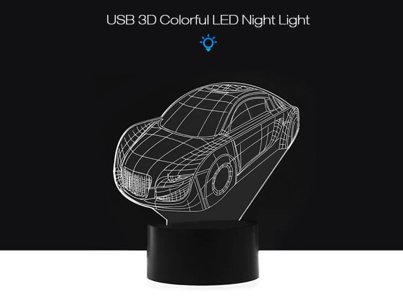 LED Colorful Car Styling USB 3D Night Light