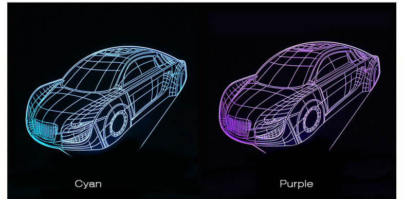 LED Colorful Car Styling USB 3D Night Light